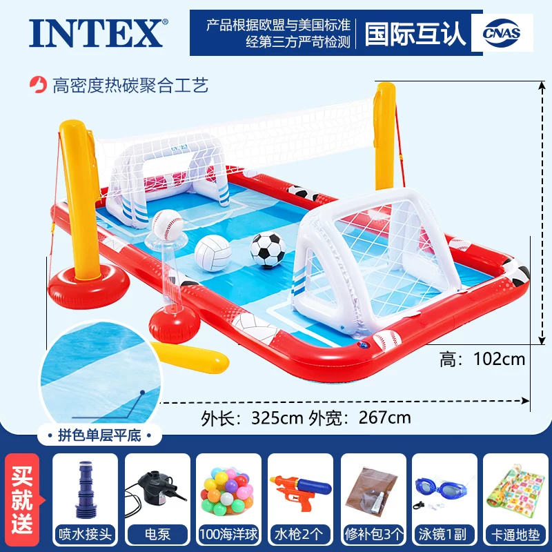 INTEX большой плавательный бассейн, надувной туристический морской водный горка водная игра