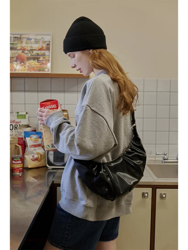 Korean Niche Versatile~Pleated Pod-Shaped Crossbody Commuter Horn-Shaped Women's Bag