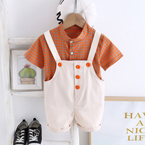 Cool 2022 New Baby Short Sleeve Summer Kids Clothes Fashion Boys Internet Fried Street Sling Pants Korean Summer Set