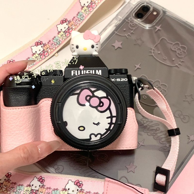 Original Kt Camera Lens Cap Anti-Loss Strap Hot Shoe Cover Xm5 Camera Strap Shoulder Strap Crossbody Lanyard Hello Kitty