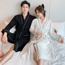 Couple pajamas nightgown women Summer new cotton long sleeve men cute black and white thin large size bathrobe home clothing women