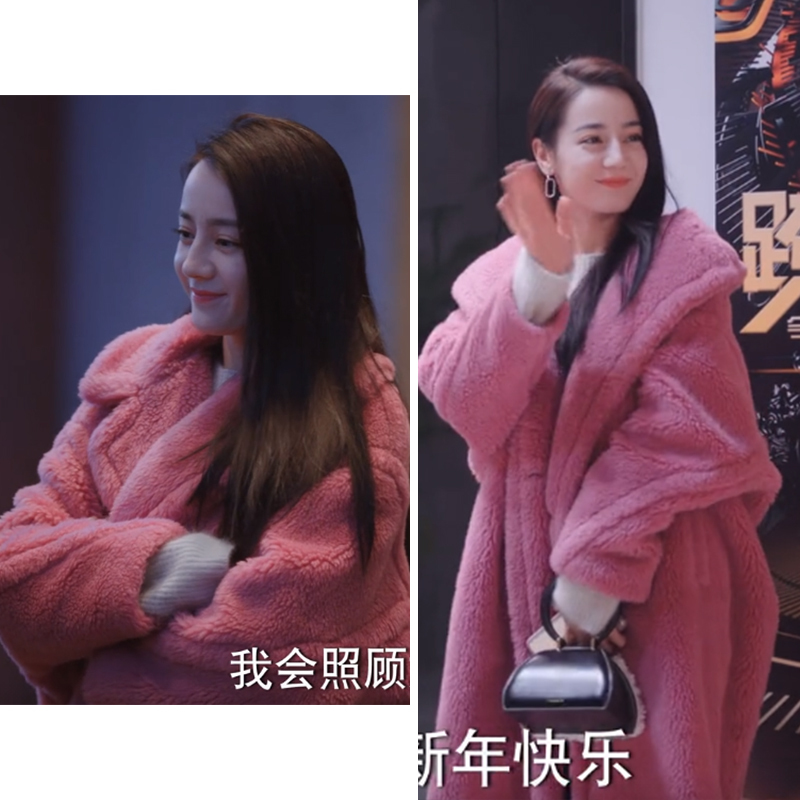 Qiao Jingjing and Dilraba's Same Style Teddy Bear Coat for Women, 2025 Winter Long Lamb Wool Plush Coat