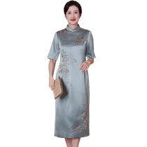 One hundred years (late spring) Chinese style cheongsam mothers wedding banquet young temperament happy mother-in-law dress dress women