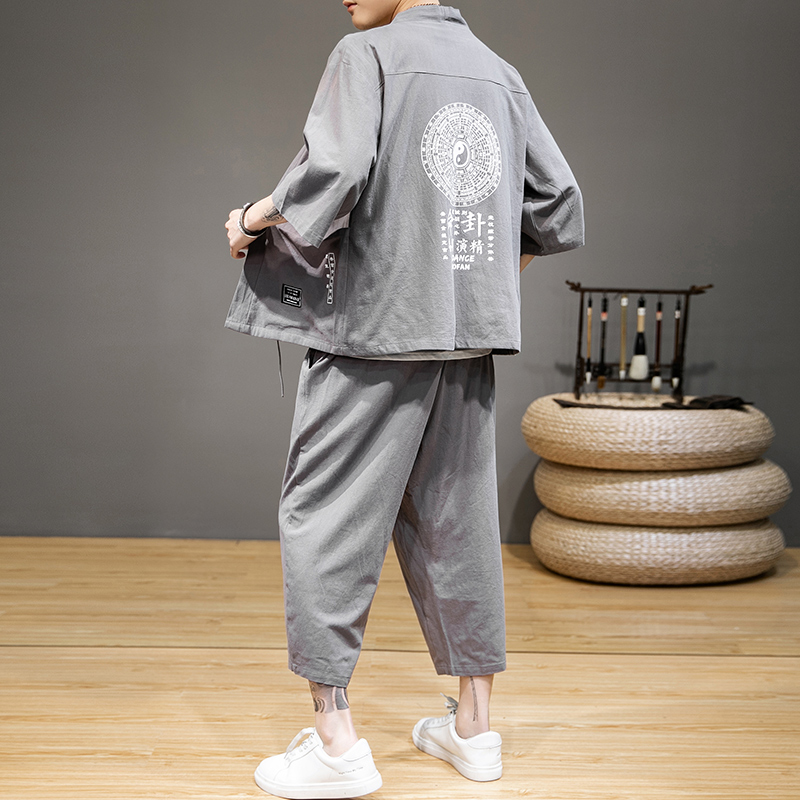 Trung Quốc gió nam mới loose-fitting kiểu cũ cổ tích kiểu Han quần áo cải thiện trẻ bộ Trung Quốc Tang kiểu cardigan thủy triều