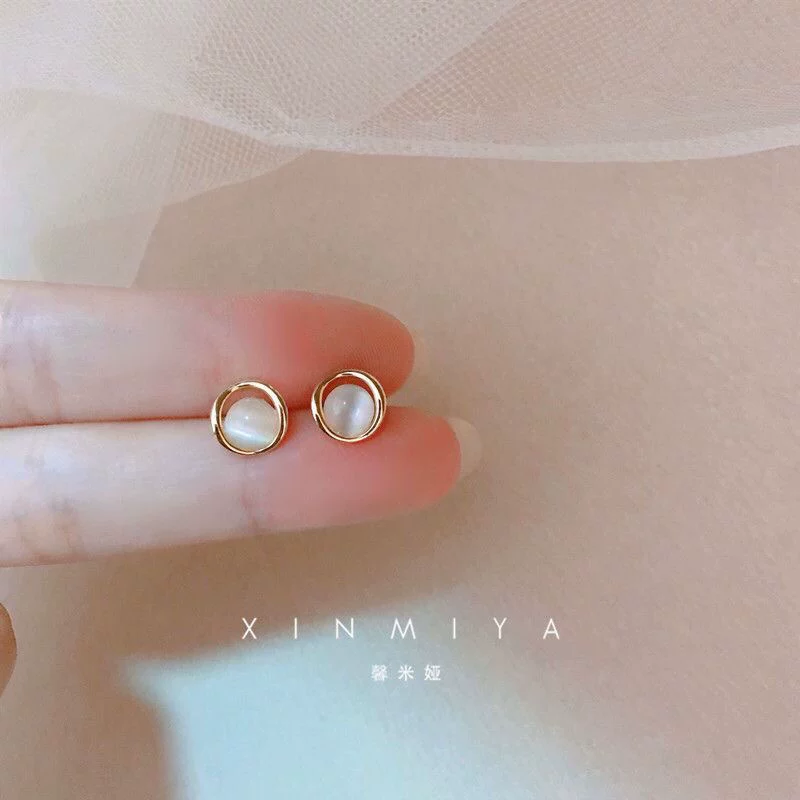Серьги, японские и корейские, кошачий глаз, цветочные, простой и элегантный дизайн, коллекция 2023 года