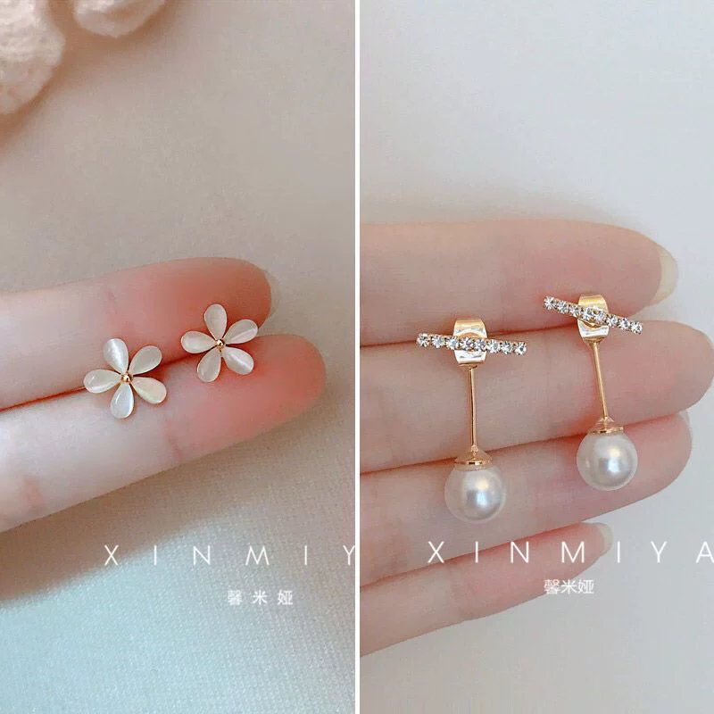 Серьги, японские и корейские, кошачий глаз, цветочные, простой и элегантный дизайн, коллекция 2023 года