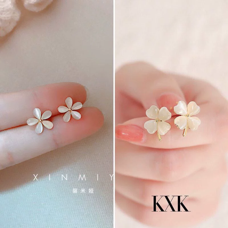 Серьги, японские и корейские, кошачий глаз, цветочные, простой и элегантный дизайн, коллекция 2023 года