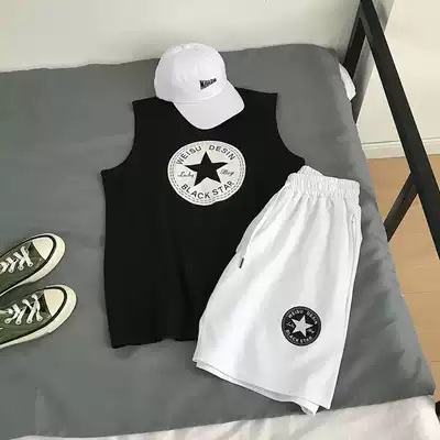 Shorts Sports Set Summer Tide Brand ins Boys Canter Sleeveless T-shirt Men Korean 2021 Two-piece Short Sleeve