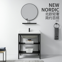 Washbasin cabinet combination bathroom Floor-to-ceiling small household washstand One-piece simple washbasin Wall-mounted washbasin