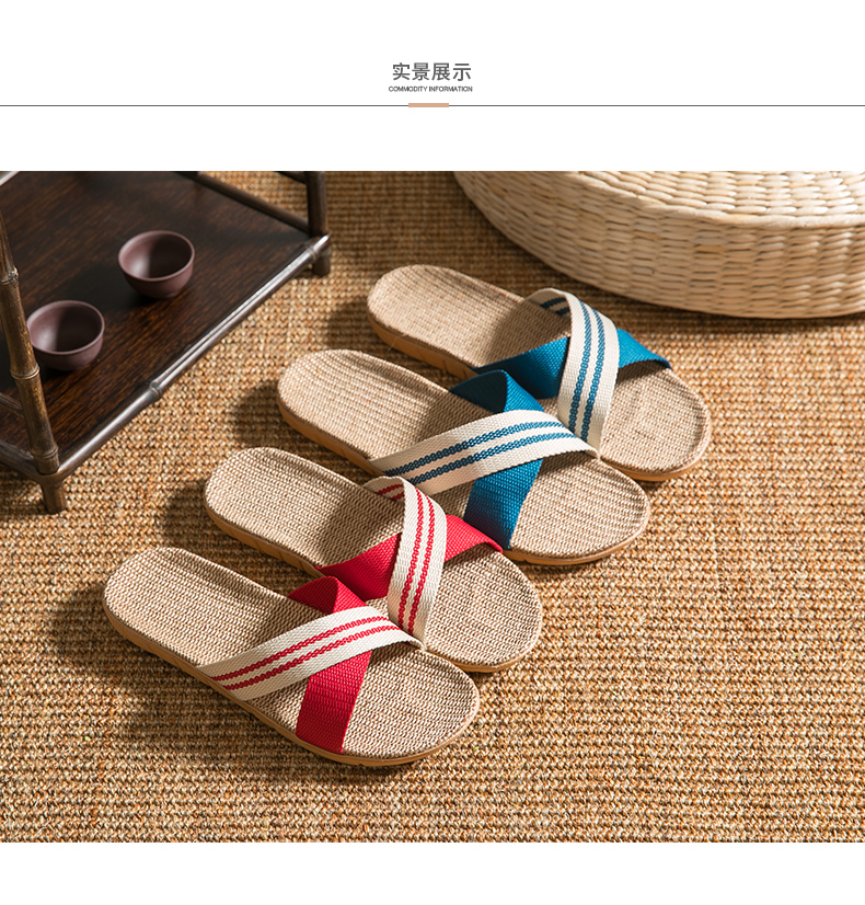 Linen nhà mùa hè dép nam và nữ vài mùa hè trượt nhà trong nhà dép mùa hè nữ nặng có đáy và dép kéo sàn - Trang chủ dép đi nhà vệ sinh