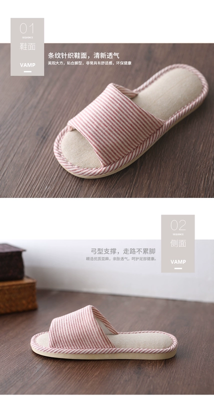 Linen dép nữ mùa hè nhà trong nhà nhà non-slip nhà mềm dưới vài người đàn ông của dép và dép đi trong nhà