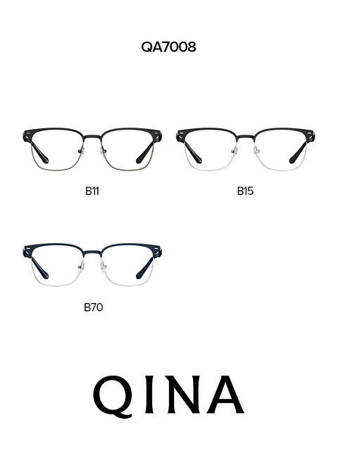 QINA Qina glasses 2025 new myopia glasses business eyebrow frame for men titanium half frame can be equipped with prescription QA7008