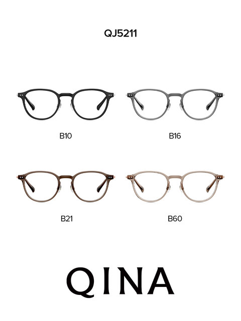 QINA Qina 26 new product plain black frame glasses for short-sighted women can be equipped with anti-blue light high-end frames for men QJ5211