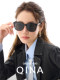 QINA Qina Glasses Zhao Lusi Same Style Black Oversized Frame Cat Eye Sunglasses Women's Sunscreen Sunglasses Men's QN3010