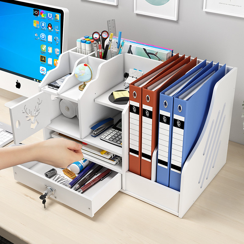 Thickened document rack Multi-layer document frame Office supplies Daquan data rack File folder storage box shelf Student bookshelf Simple desk book stand Desktop office artifact stationery