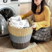 Plastic dirty clothes basket Dirty clothes storage basket clothing Lou basket dormitory swag blue frame household simple laundry basket bucket