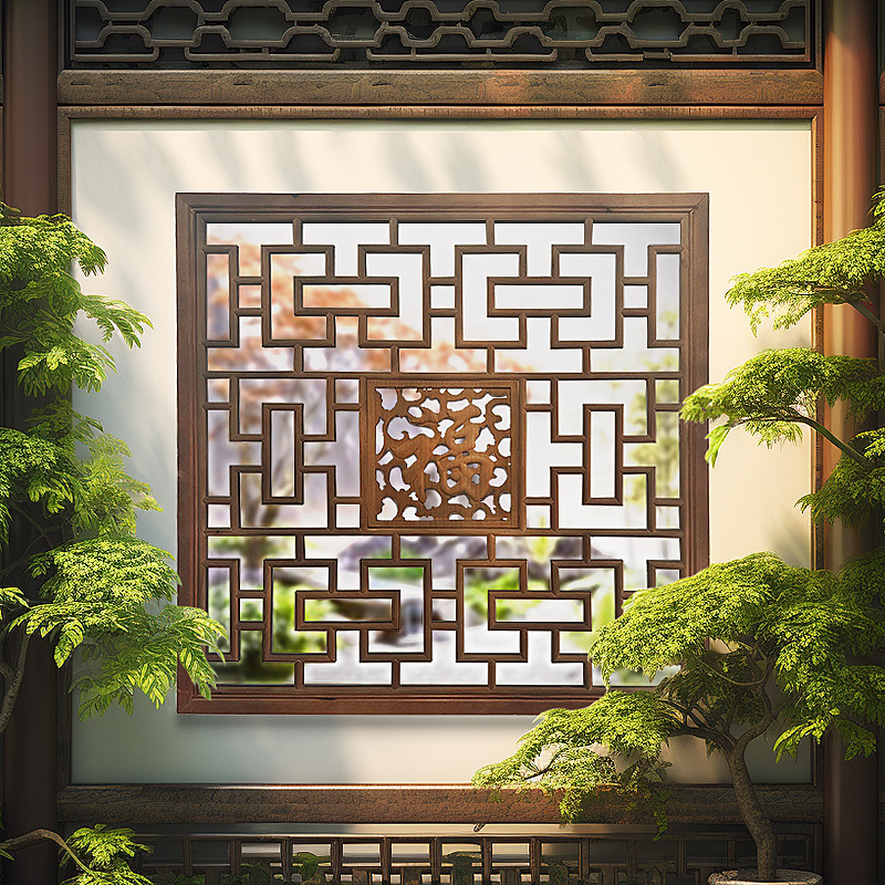 East Yang Wood Carved Solid Wood Flower Lattice Hollowed-out Chinese Style Window Flower Grid Carved Flower board flower window Chinese imitation ancient hollowed-out flower lattice-Taobao