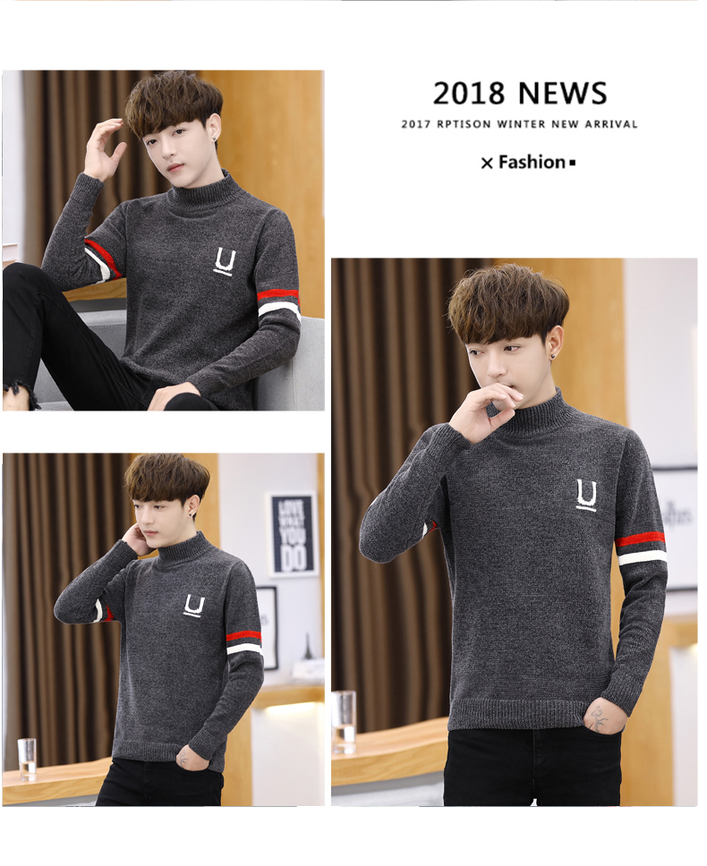 Áo len nam mùa thu đông 2018 xu hướng mới cho nam áo len cổ tròn dày trẻ trung áo len mùa đông - Kéo qua quần áo nam