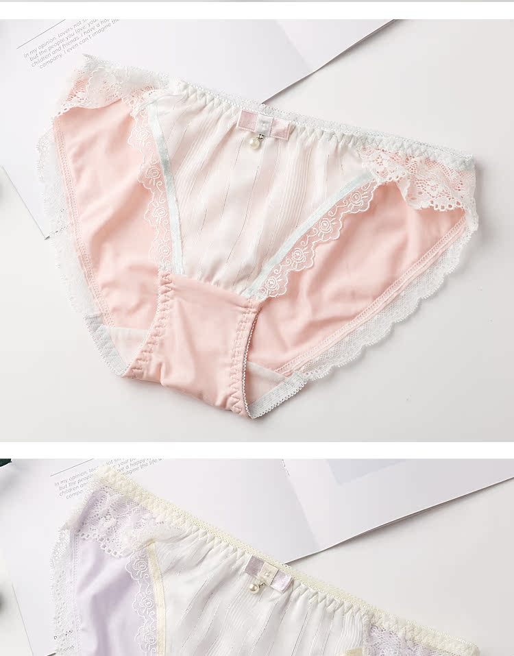 Cô gái nhỏ Nhật Bản đồ lót dễ thương ren tam giác liền mạch sữa lụa cotton hông eo ngắn - Nam giới quan sip