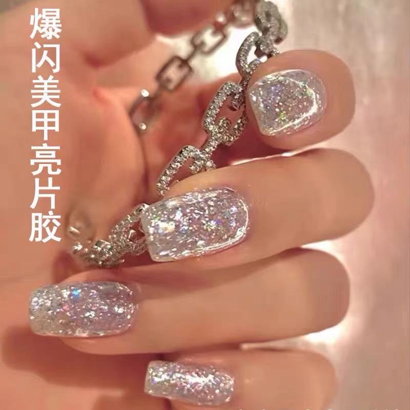 Internet-Famous Platinum Glitter Nail Polish Gel 12-Color Set Fine Glitter Trendy Crystal Diamond Powder Super Bright Nail Salon Recommended 15ml