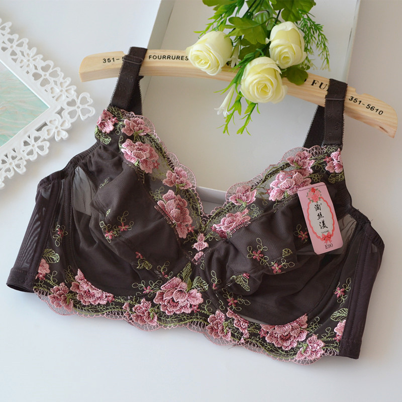 Large Bust, Large Cup, Ultra-Thin Women's Bra, Full Cup, No Padding, Sexy Embroidery, Plus Size Lingerie, Bra for Plus-Size Women