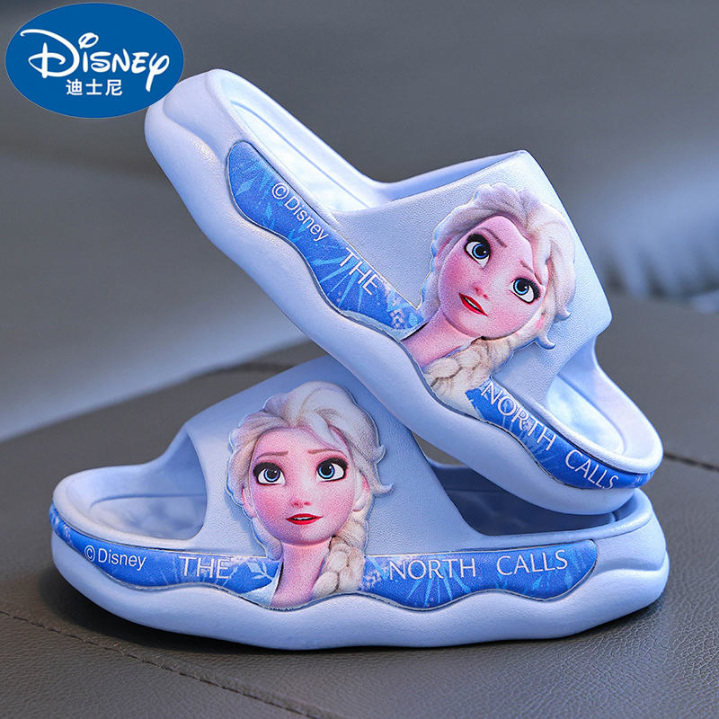Disney Summer Girls' Slippers Elsa Princess Non-Slip Soft-Soled Indoor Bathing Slippers for Small and Medium-Sized Children and Girls