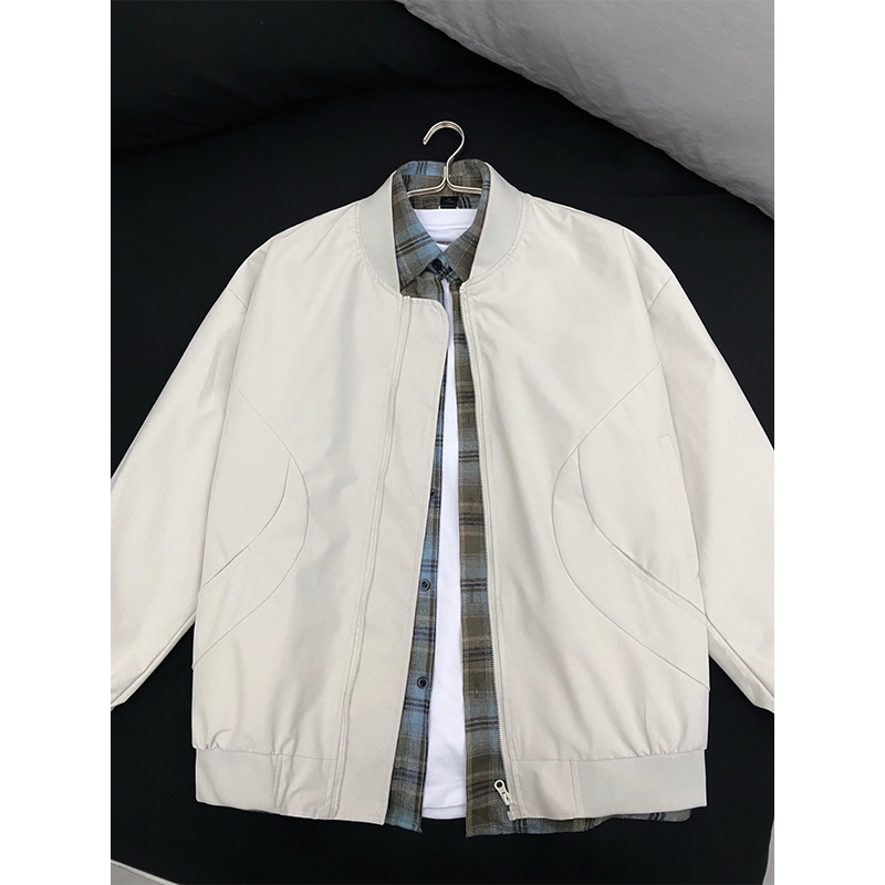 American-Style Pilot Jacket for Men, Early Autumn Outfit, Neutral Style, Light-Colored Stand-Up Collar Baseball Jacket, Short Versatile Jacket for Couples American-Style Pilot Jacket for Men, Early Autumn Outfit, Neutral Style, Light-Colored Stand-Up Collar Baseball Jacket, Short Versatile Jacket for Couples