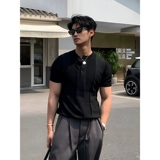 Черная трикотажная летняя футболка с коротким рукавом, футболка polo, изысканный стиль