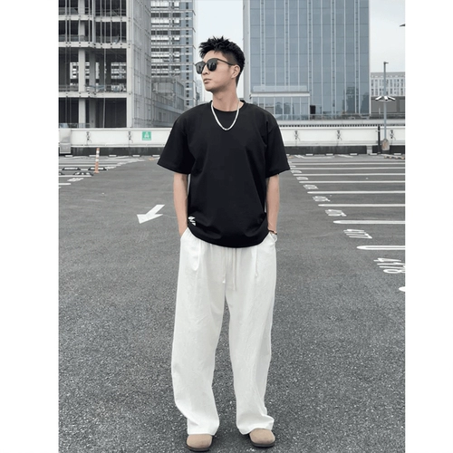 Летние тонкие белые штаны для отдыха, из хлопка и льна, свободный прямой крой