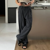 Зеленые летние тонкие штаны для отдыха, в корейском стиле, свободный прямой крой