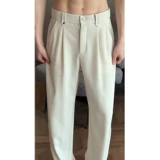 Белые шелковые штаны для отдыха, изысканный стиль, по фигуре, свободный прямой крой