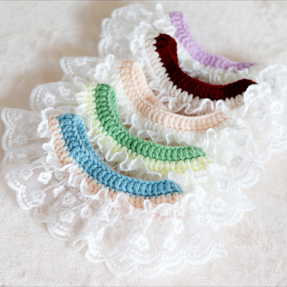 Cat collar dog scarf knitted lace puppet Bichon Teddy collar cute bib jewelry saliva towel