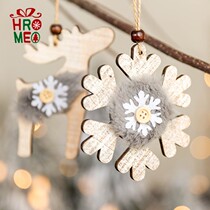 Hromeo ins Nordic wooden plush love snowflake Elk Christmas pendant Girl heart saint ornament