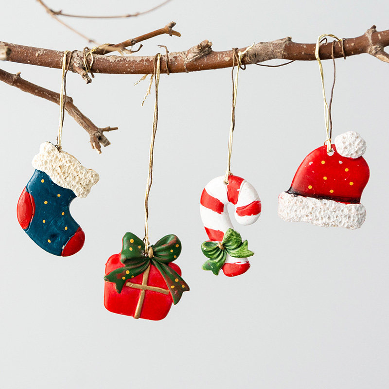 Hromeo Christmas resin small pendant desktop Christmas tree garland decoration handmade diy accessories Christmas decorations