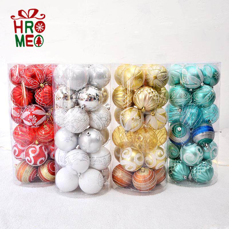 Hromeo 8cm colour plotter hand painted Christmas balls white gold red mint blue handmade Christmas balls