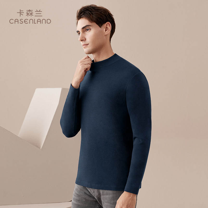 Kassenlan middle collar fever coat men's gush thickened single-piece autumn clothes blouses half-high collar wool for undershirt winter