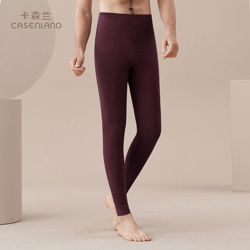 Kassenlan men's warm pants kneecap thickened sanitary pants cotton wool trousers suede pants for bottom winter tight sanitary pants men