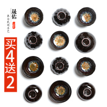 Shengyou ceramic kung fu tea set Tianmu single Cup sand gold glaze tea cup home kiln master cup tea cup tea bowl