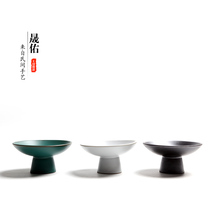 Shengyou home Japanese tea dish creative snack plate dried fruit plate high foot fruit plate tea table ornaments tea ceremony accessories