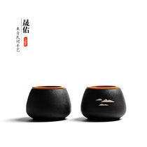 Shengyou simple ceramic small desktop with lid filter tea slag bucket kung fu tea set built water Mercury coarse pottery tea washing accessories