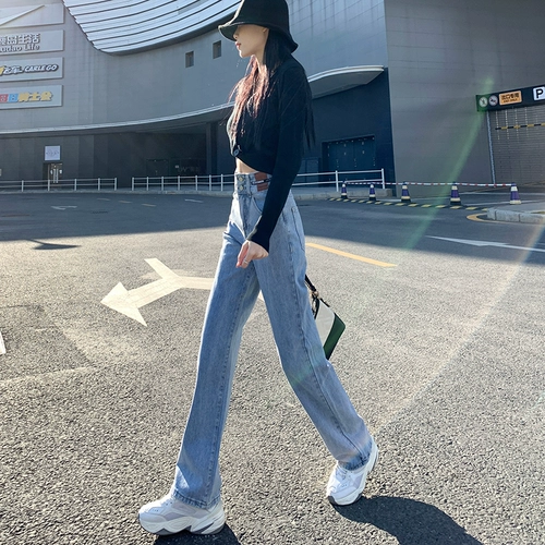 Светлые цветные штаны, летние небольшие джинсы, высокая талия, свободный прямой крой, подходит для подростков