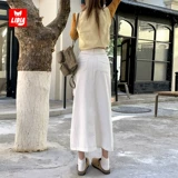 Белая весенняя джинсовая юбка, сексуальная длинная юбка, высокая талия, средней длины, А-силуэт