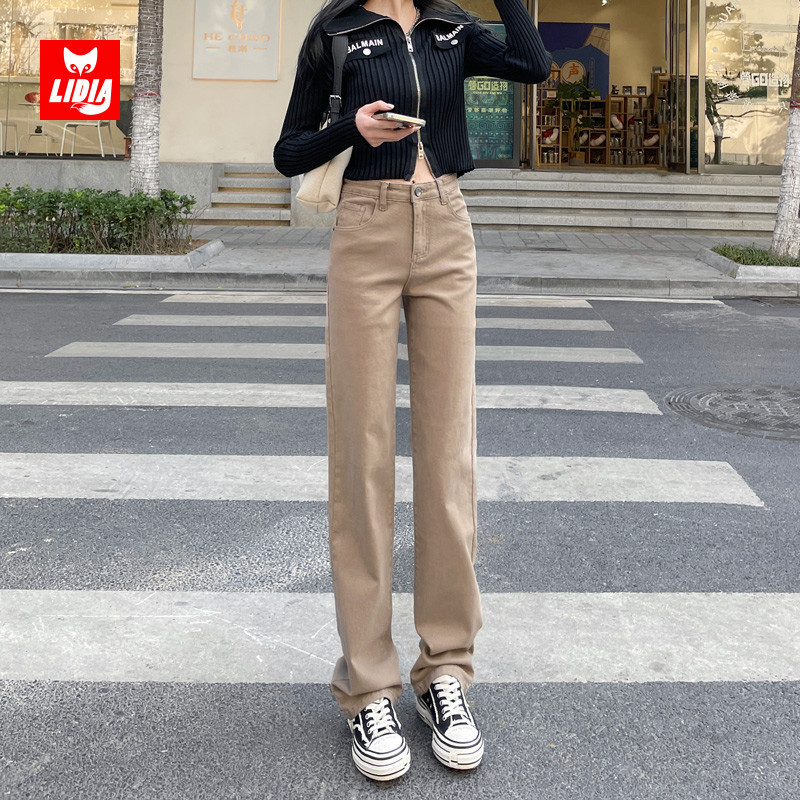 Khaki Pants High-Waisted Jeans for Women 2026 Summer New Popular Slim-Fit Narrow Straight-Leg Pants Khaki Pants High-Waisted Jeans for Women 2026 Summer New Popular Slim-Fit Narrow Straight-Leg Pants