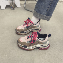 Net red father shoes womens ins tide 2021 Spring and Autumn New Paris thick soled Joker feet small casual sneakers