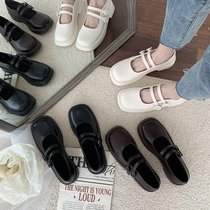Mary Jane small leather shoes female English wind Joker thick bottom 2021 spring new single shoes women square head Lefu shoes