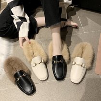 Mao Mao slippers women wear 2021 new autumn Korean version of all-around bag head half slippers ins tide flat Muller shoes