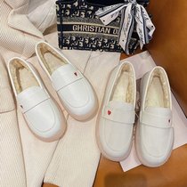 2021 autumn and winter nurse shoes womens soft soles plus velvet not tired feet wild shoes wear non-slip Bean shoes single shoes