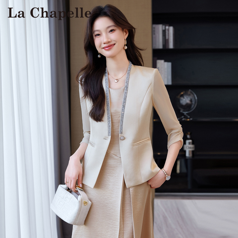 La Chapelle Professional Suit Set for Women, Summer Thin Style, Petite Size, High-End Dress, Casual Blazer