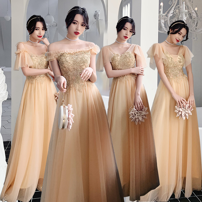 Evening dress prom gown Bridesmaid Dress spring long thin sister group  boudoir banquet grand evening dress