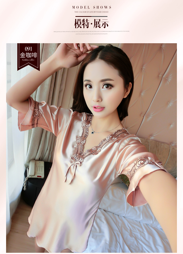 Váy ngủ nữ mùa hè băng lụa bộ đồ ngủ nữ mùa hè gợi cảm ren tươi công chúa mỏng phần rộng đầm lụa - Đêm đầm váy nhung cao cấp